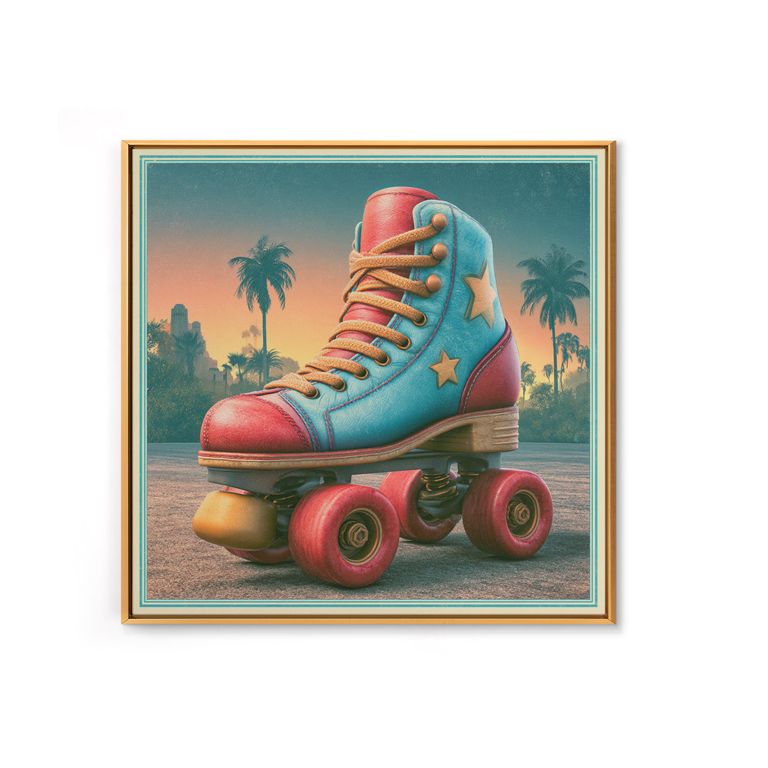 Retro Roller Skate Framed Canvas Print, Retro Art, Living Room Decor, Retro, Gallery Decor, Neutral Decor, Modern Decor, RET-1x1-52