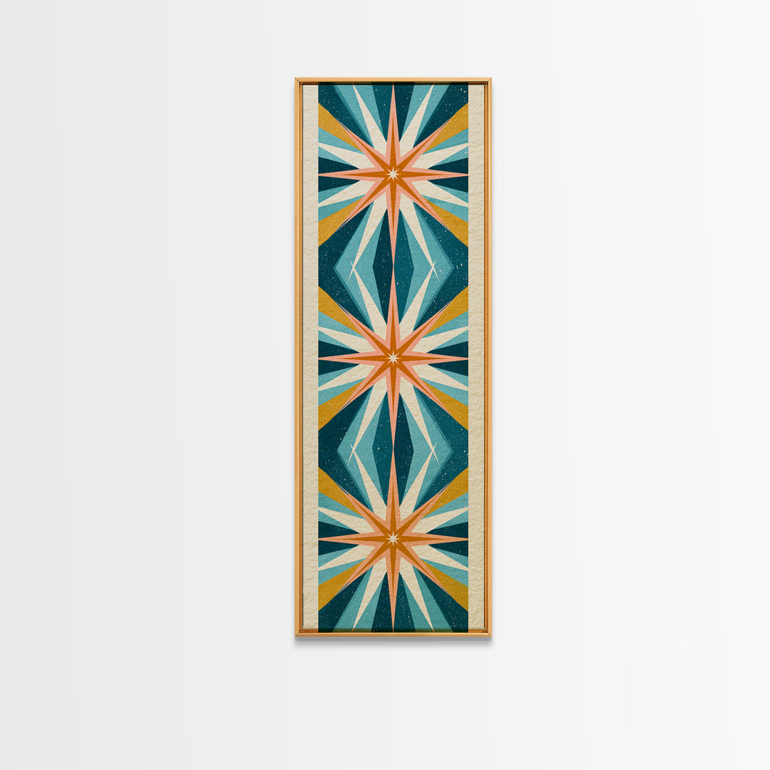 Atomic Starburst Pattern Framed Canvas Print, Retro Art, Dopamine Decor, Living Room Decor, Fine Art, Retro, Fine Art Print, RET-1x3-75