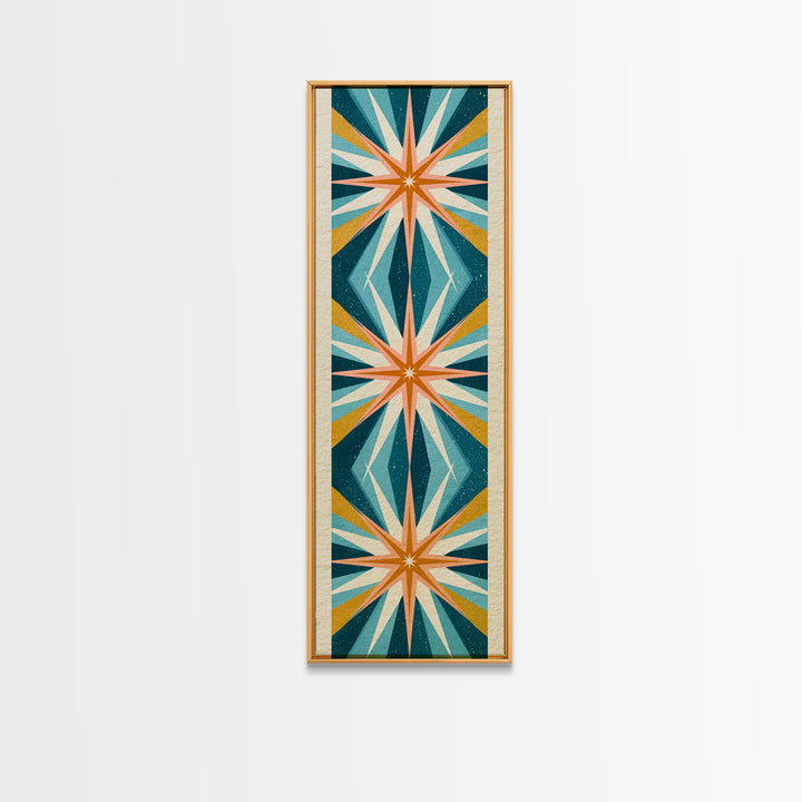 Atomic Starburst Pattern Framed Canvas Print, Retro Art, Dopamine Decor, Living Room Decor, Fine Art, Retro, Fine Art Print, RET-1x3-75