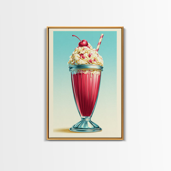 1950s Diner Milkshake Canvas Print, Retro Art, Poster, Living Room Decor, Fine Art, Retro, Abstract Art, Apartment Decor, RET-2x3-9