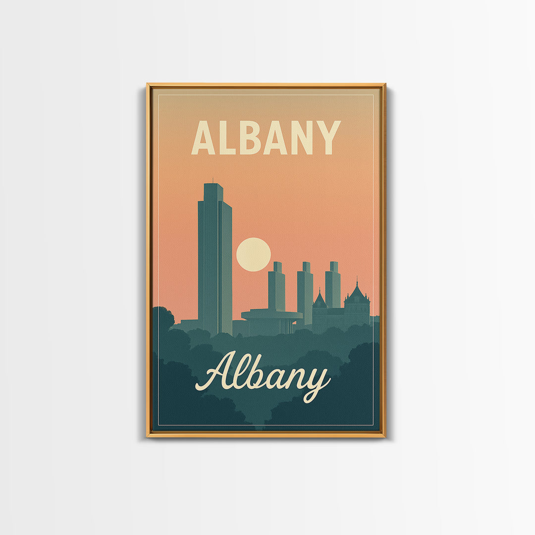 Albany New York Travel Poster, Canvas Print, Mid Century City Wall Art, Albany Travel Art, Poster Art, Vintage City Art, Retro Travel Print