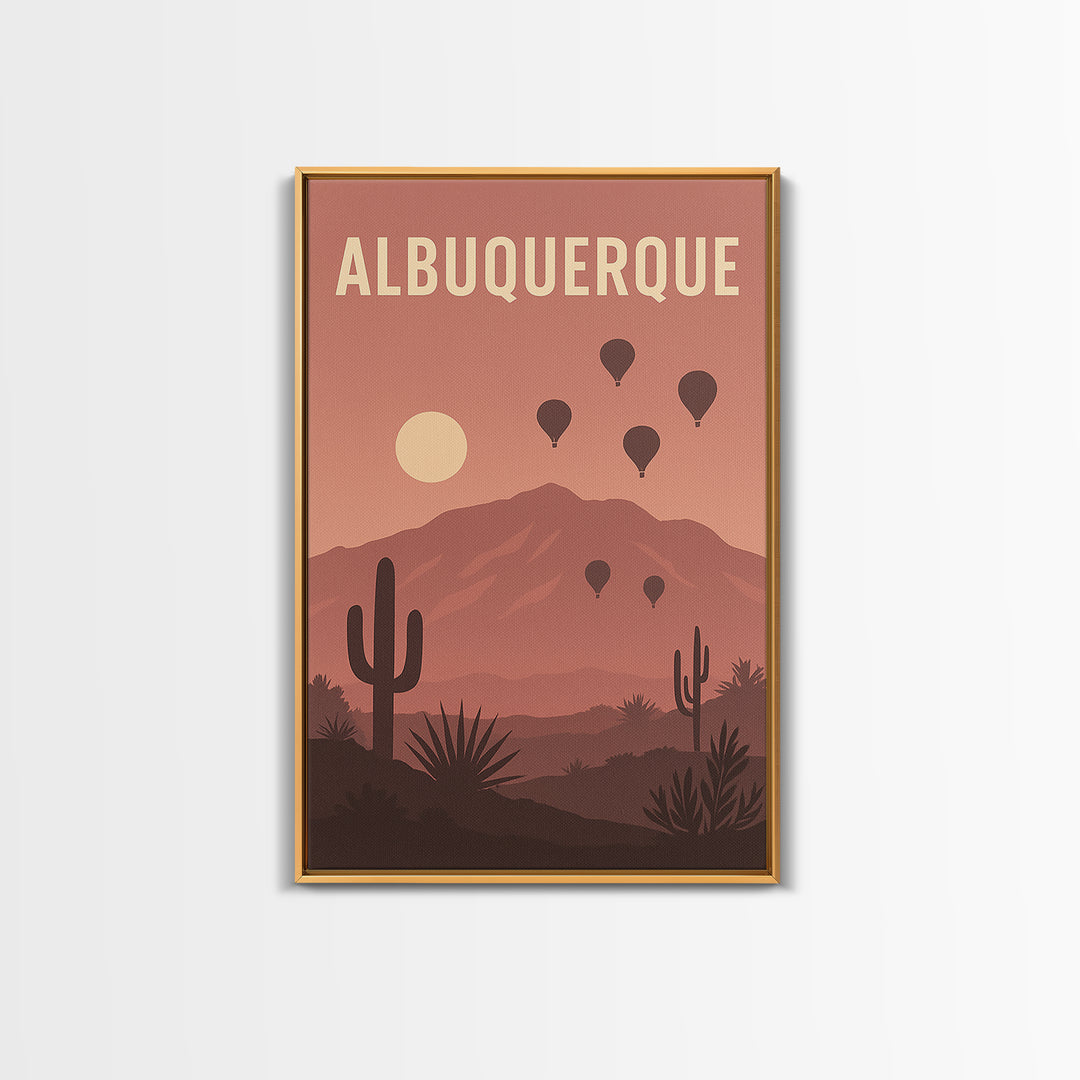 Albuquerque New Mexico Travel Poster, Canvas Print, Retro Sunset Skyline Art, Albuquerque Art Print, City Art Print, Modern Wall Decor