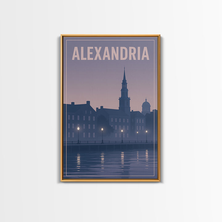 Alexandria Virginia Travel Poster, Framed Canvas Print, Mid Century City Wall Art, Alexandria Art Print, Travel Art Print, Wanderlust Decor