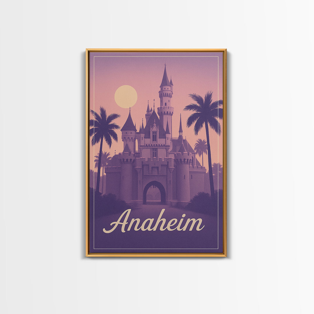 Anaheim Travel Poster, Framed Canvas Print, Mid Century City Wall Art, Anaheim Travel Art, Living Room Wall Art, Vintage City Art