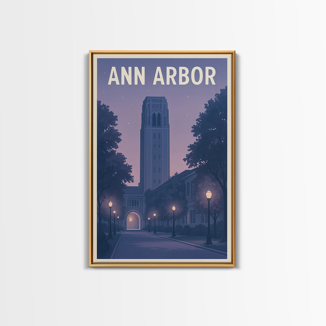 Ann Arbor Michigan Travel Poster, Canvas Print, Mid Century City Wall Art, Ann Arbor City Art, City Travel Prints, Eclectic Wall Decor