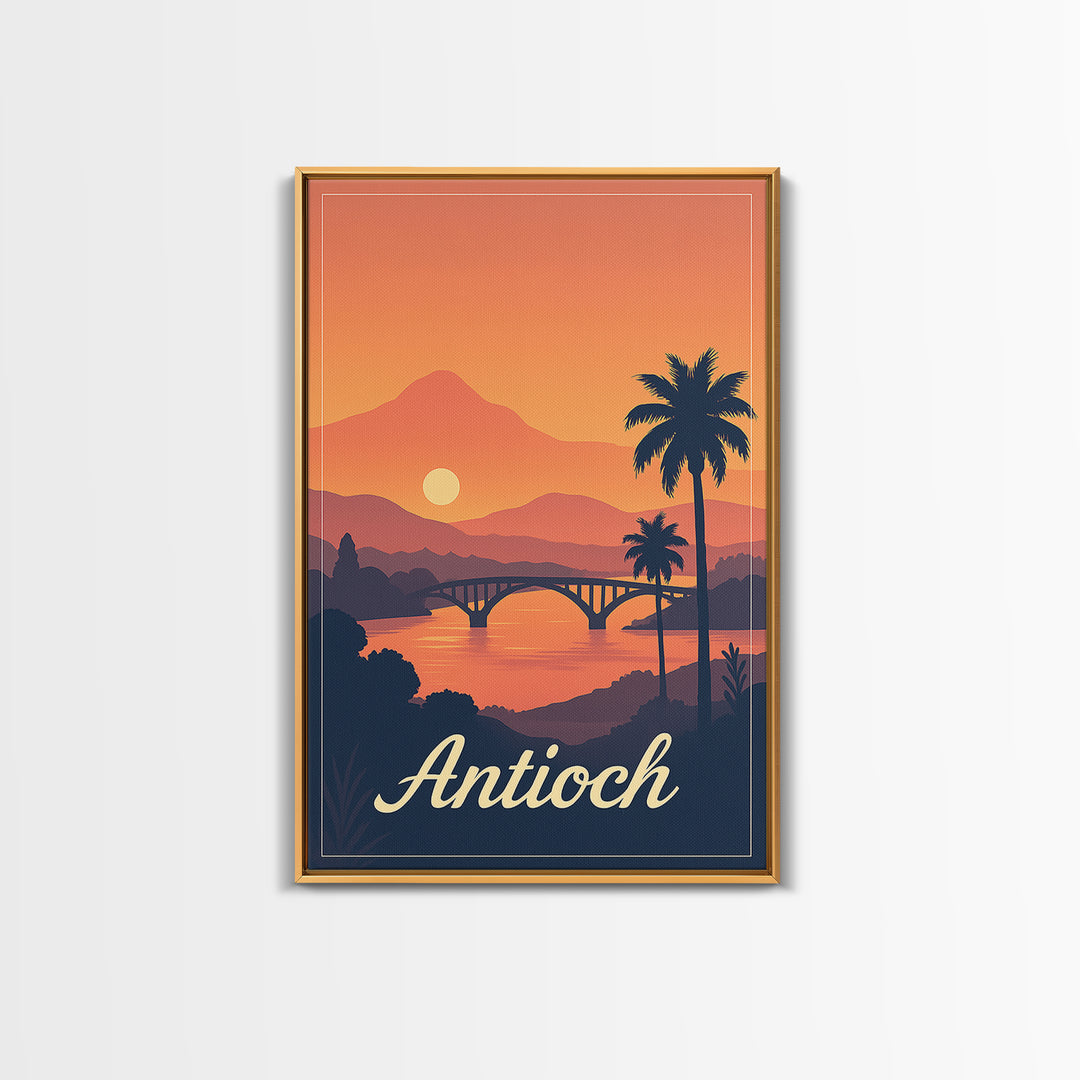 Antioch California Travel Poster, Canvas Print, Classic Poster Art, Antioch Poster Print, Travel Wall Art, Watercolor Skyline, Art Print