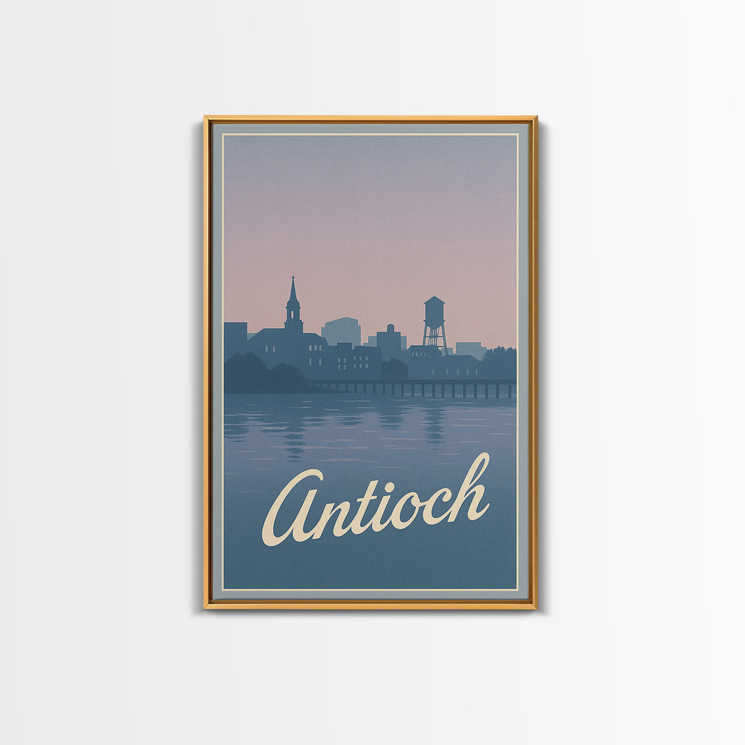 Antioch Travel Poster, Framed Canvas Print, Classic Travel Poster Art, Antioch Travel Art, Watercolor Skyline Art, Travel Poster Set