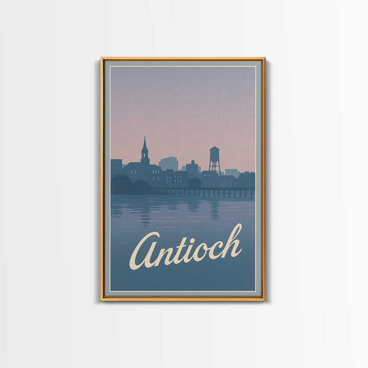 Antioch Travel Poster, Framed Canvas Print, Classic Travel Poster Art, Antioch Travel Art, Watercolor Skyline Art, Travel Poster Set