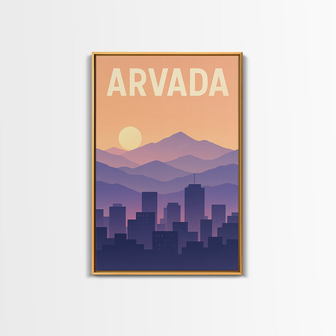 Arvada Colorado Travel Poster, Canvas Print, Classic Travel Poster Art, Arvada Wall Art, Wall Decor, City Illustration, Travel Poster Set