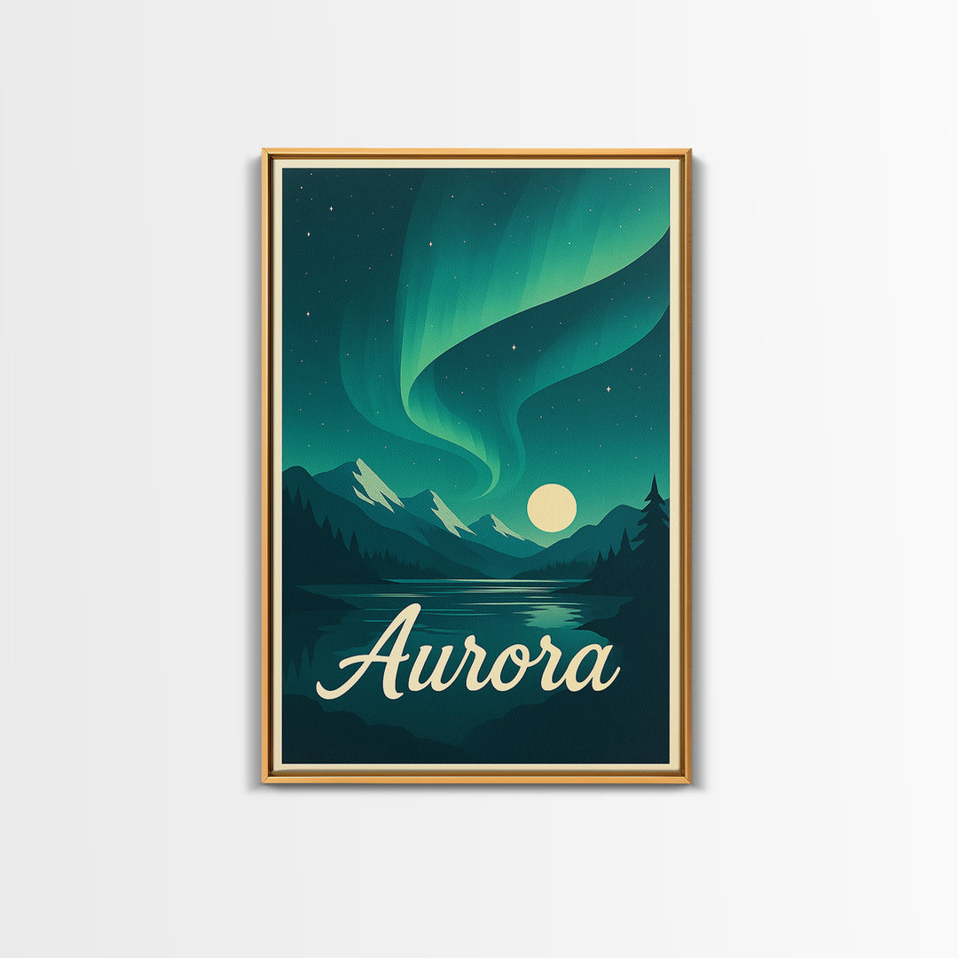 Aurora Colorado Travel Poster, Canvas Print, Retro Sunset Skyline Art, Aurora Poster Print, Eclectic Wall Decor, Fine Art Print, Wall Art