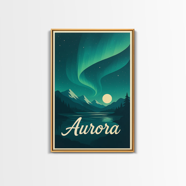 Aurora Colorado Travel Poster, Canvas Print, Retro Sunset Skyline Art, Aurora Poster Print, Eclectic Wall Decor, Fine Art Print, Wall Art