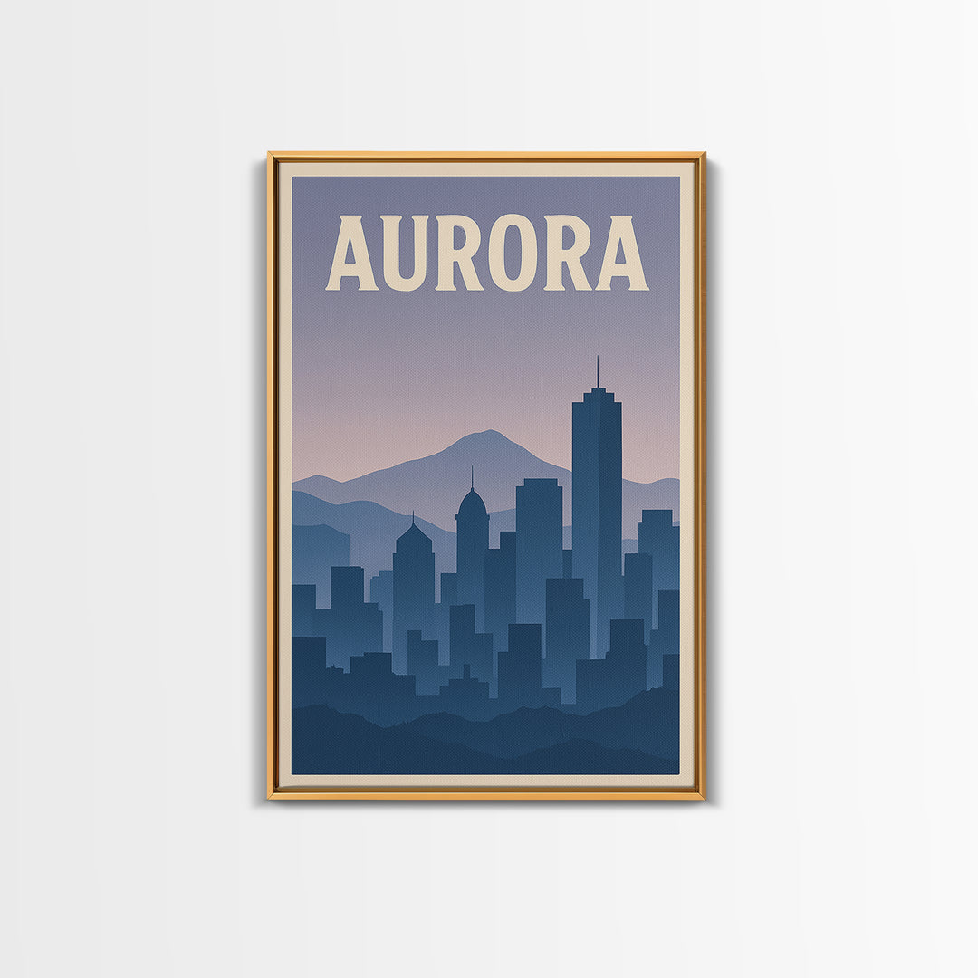 Aurora Travel Poster, Canvas Print, Vintage Travel Poster Art, Aurora Travel Art, Travel Art Print, Mid Century Wall Art, City Art Print