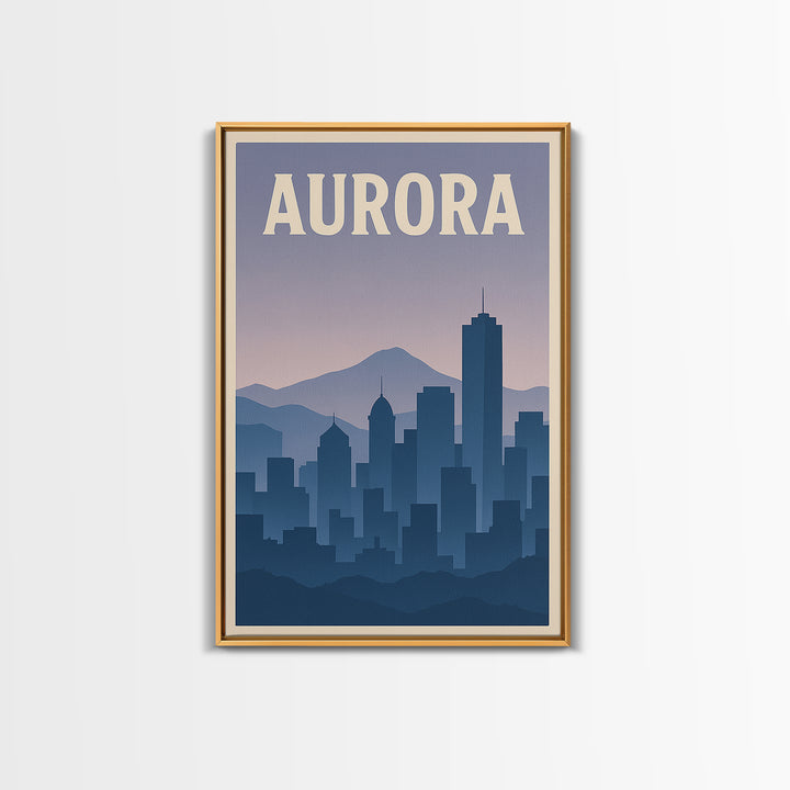 Aurora Travel Poster, Canvas Print, Vintage Travel Poster Art, Aurora Travel Art, Travel Art Print, Mid Century Wall Art, City Art Print