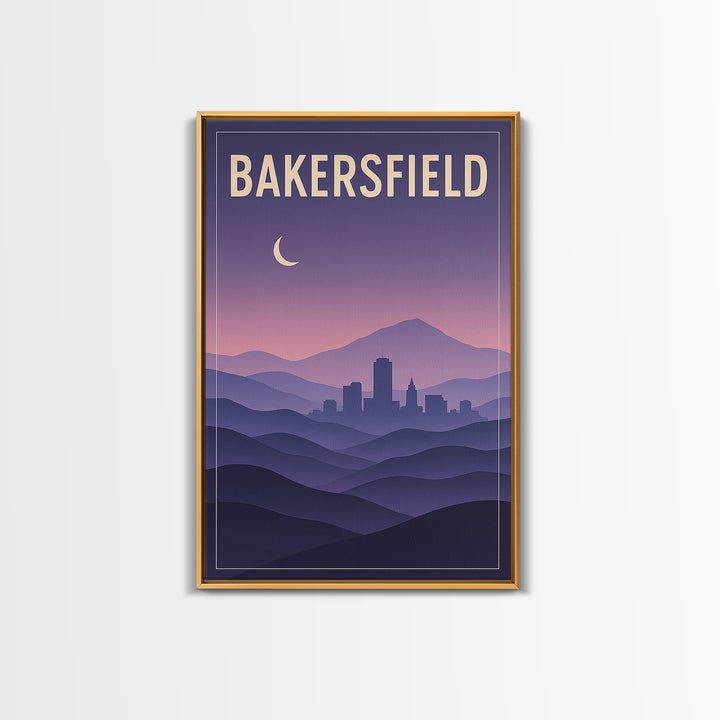 Bakersfield California Travel Poster, Canvas Print, Mid Century City Wall Art, Bakersfield City Art, Art Print, Travel Art Print