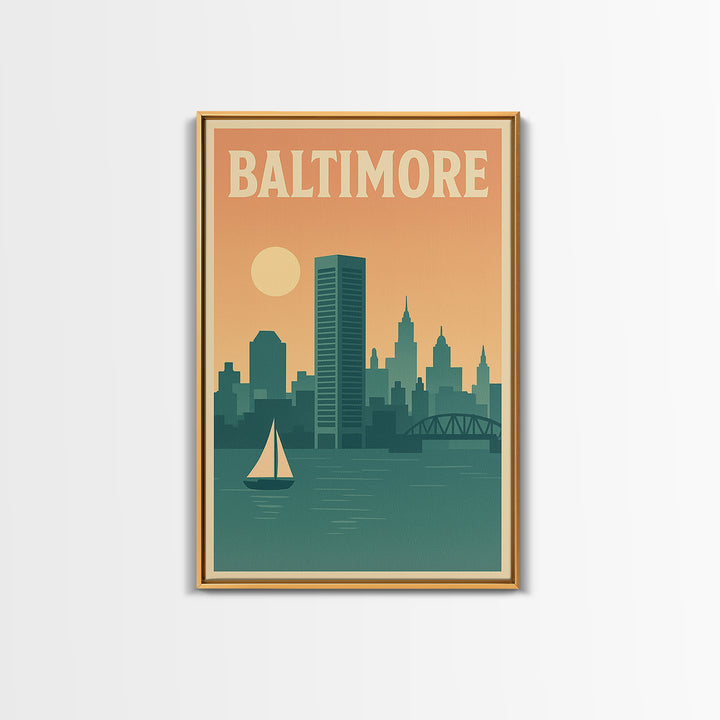 Baltimore Travel Poster, Canvas Print, Classic Travel Poster Art, Baltimore Wall Art, City Illustration, Wanderlust Decor, Travel Prints