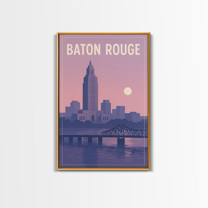 Baton Rouge Louisiana Travel Poster, Canvas Print, Vintage Travel Poster Art, Baton Rouge Art Print, Mid Century Wall Art, Fine Art Print