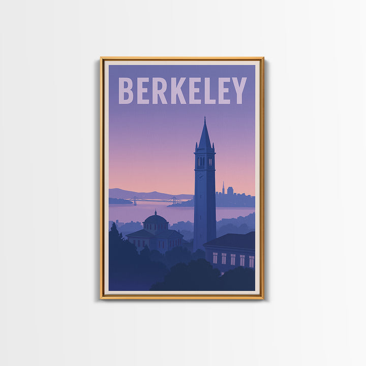 Berkeley California Travel Poster, Canvas Print, Mid Century City Wall Art, Berkeley Travel Art, City Illustration, City Travel Prints