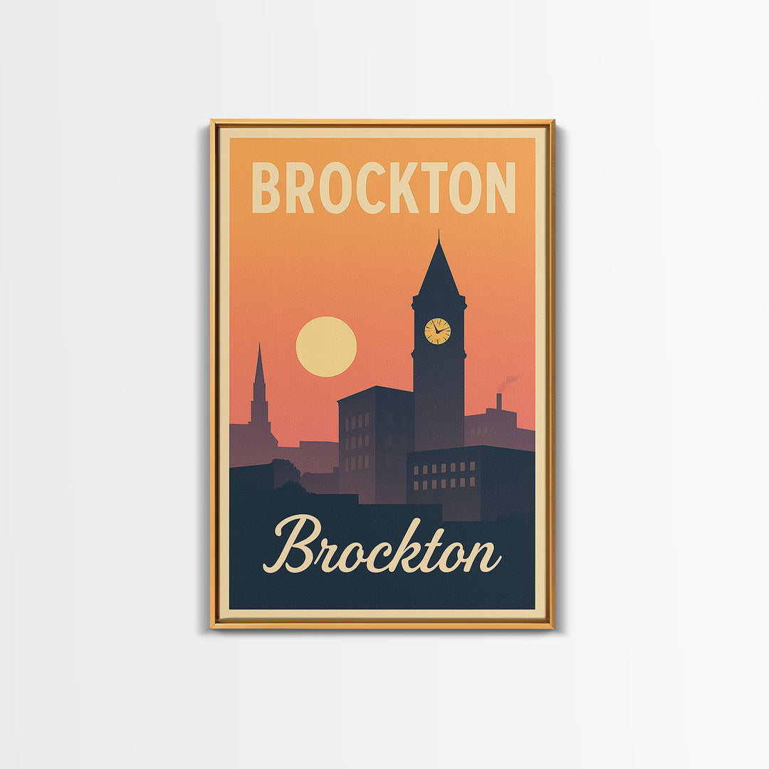 Brockton Massachusetts Travel Poster, Canvas Print, Mid Century City Wall Art, Brockton Wall Art, Travel Art Print, City Poster, Home Decor