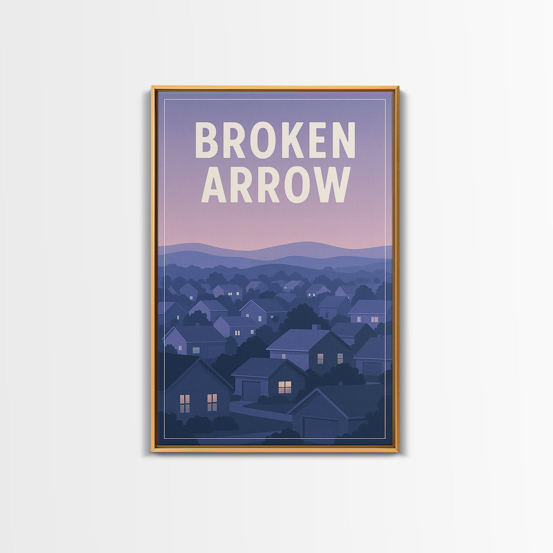 Broken Arrow Oklahoma Travel Poster, Canvas Print, Vintage Travel Poster Art, Broken Arrow Travel Art, Vintage City Art, Vintage Travel Art