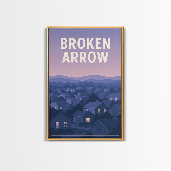 Broken Arrow Oklahoma Travel Poster, Canvas Print, Vintage Travel Poster Art, Broken Arrow Travel Art, Vintage City Art, Vintage Travel Art