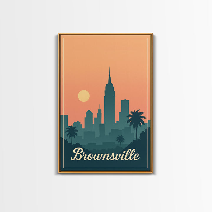 Brownsville Texas Travel Poster, Canvas Print, Vintage Travel Poster Art, Brownsville Travel Art, Travel Poster Set, Travel Poster Art
