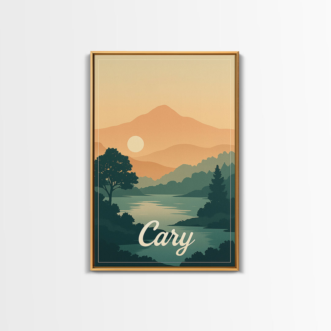 Cary North Carolina Travel Poster, Canvas Print, Classic Poster Art, Cary Poster Print, Travel Poster Art, City Travel Prints, Art Print