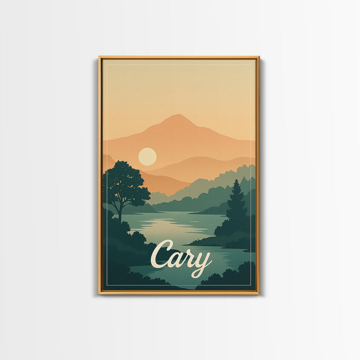 Cary North Carolina Travel Poster, Canvas Print, Classic Poster Art, Cary Poster Print, Travel Poster Art, City Travel Prints, Art Print