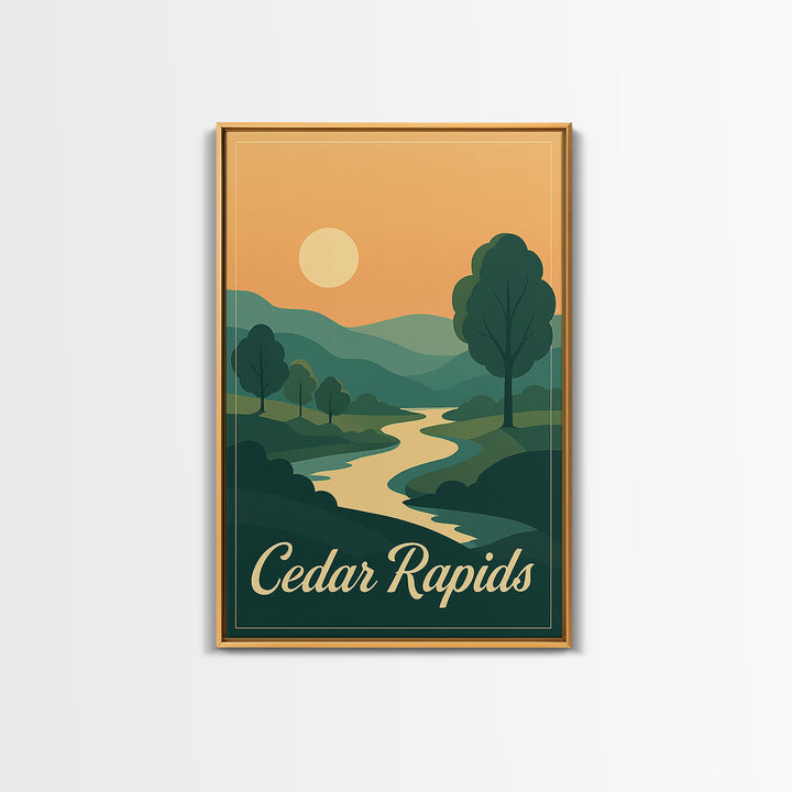 Cedar Rapids Iowa Travel Poster, Canvas Print, Vintage Travel Poster Art, Cedar Rapids Wall Art, Living Room Wall Art, Retro Travel Print
