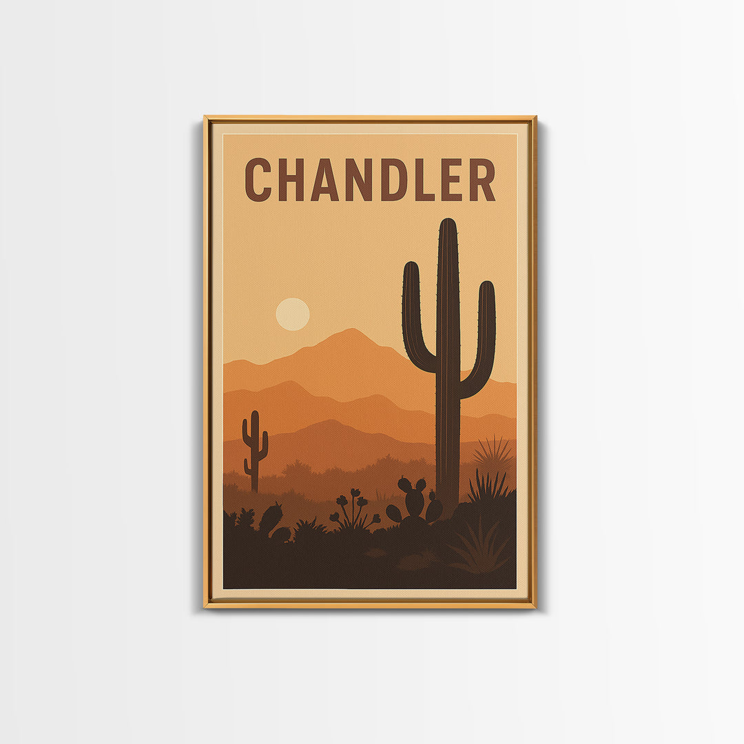 Chandler Travel Poster, Framed Canvas Print, Classic Travel Poster Art, Chandler City Art, Vintage City Art, Gift For Travelers
