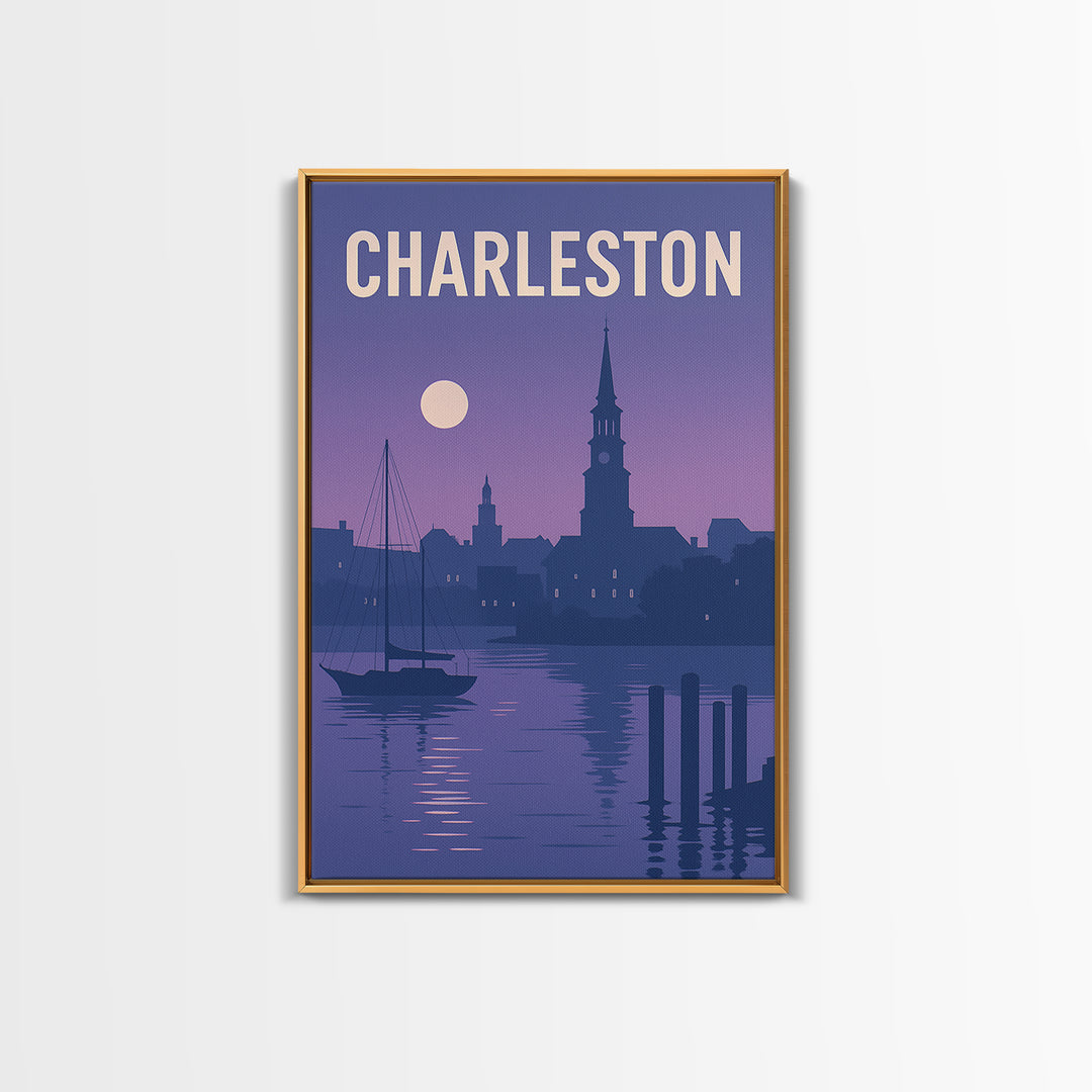 Charleston South Carolina Travel Poster, Canvas Print, Mid Century City Wall Art, Charleston Art Print, City Travel Prints, Wall Decor