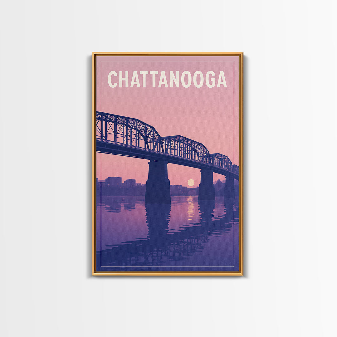 Chattanooga Tennessee Travel Poster, Canvas Print, Classic Poster Art, Chattanooga Poster Print, Watercolor Skyline Art, Travel Art Print