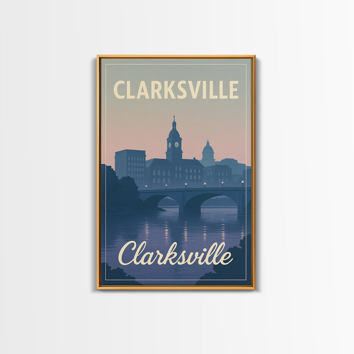Clarksville Travel Poster, Canvas Print, Classic Travel Poster Art, Clarksville Wall Art, Retro Travel Print, Home Office Decor