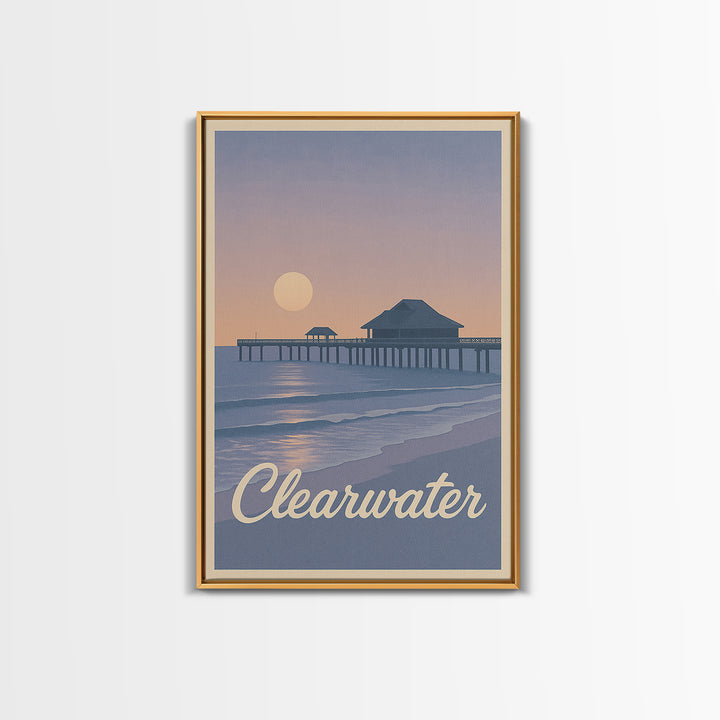 Clearwater Travel Poster, Canvas Print, Mid Century City Wall Art, Clearwater Art Print, Wanderlust Decor, Fine Art Print, Travel Wall Art