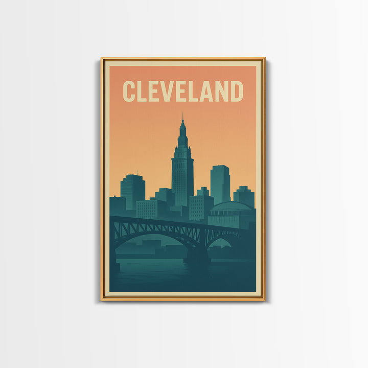 Cleveland Ohio Travel Poster, Canvas Print, Classic Travel Poster Art, Cleveland City Art, Travel Art Print, Wanderlust Decor, Wall Decor