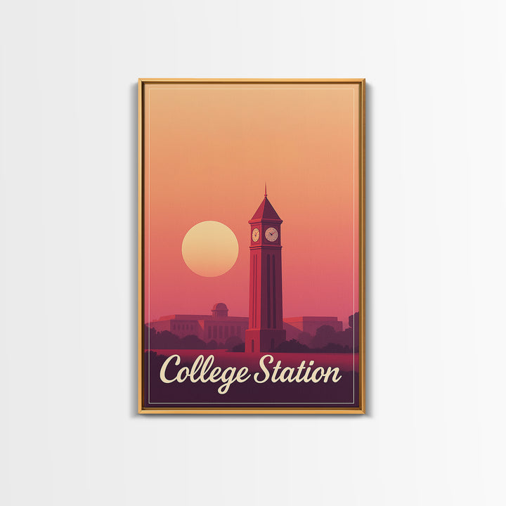 College Station Texas Travel Poster, Canvas Print, Mid Century City Wall Art, College Station City Art, Travel Print, Travel Poster Set