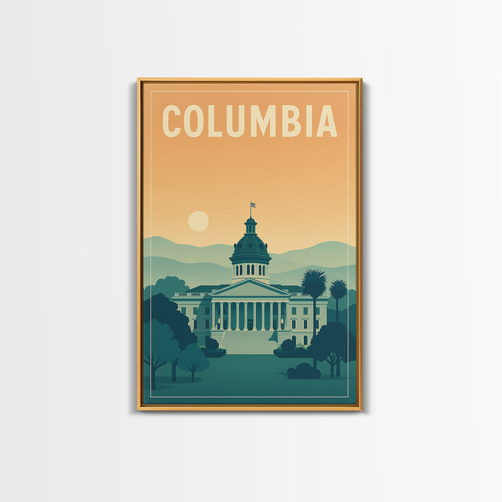Columbia Travel Poster, Framed Canvas Print, Classic Travel Poster Art, Columbia City Art, Gift For Travelers, Travel Wall Decor