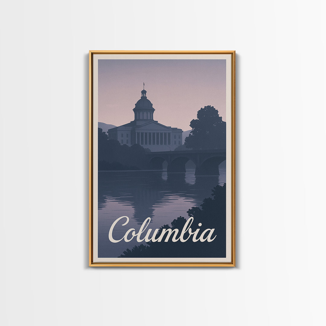 Columbia Travel Poster, Canvas Print, Mid Century City Wall Art, Columbia Art Print, Travel Poster Set, Mid Century Wall Art, Wall Art
