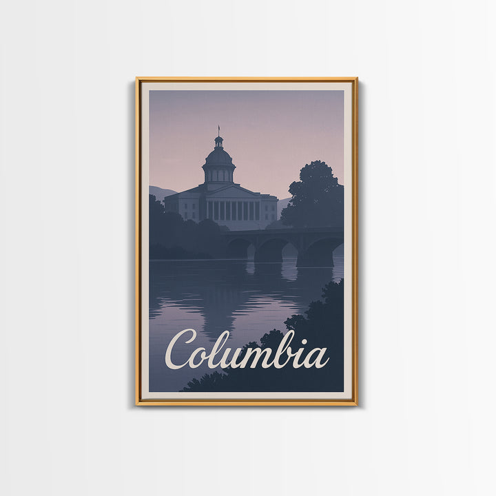 Columbia Travel Poster, Canvas Print, Mid Century City Wall Art, Columbia Art Print, Travel Poster Set, Mid Century Wall Art, Wall Art