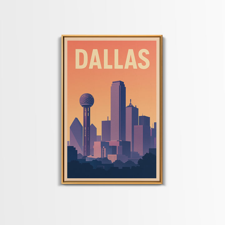 Dallas Travel Poster, Canvas Print, Mid Century City Wall Art, Dallas Wall Art, Modern Wall Decor, Travel Poster Art, Fine Art Print
