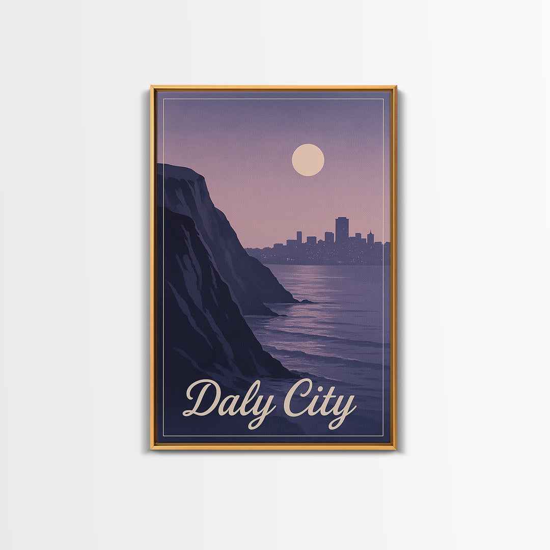 Daly City Travel Poster, Framed Canvas Print, Vintage Travel Poster Art, Daly City Art Print, Gift For Travelers, Travel Poster Set