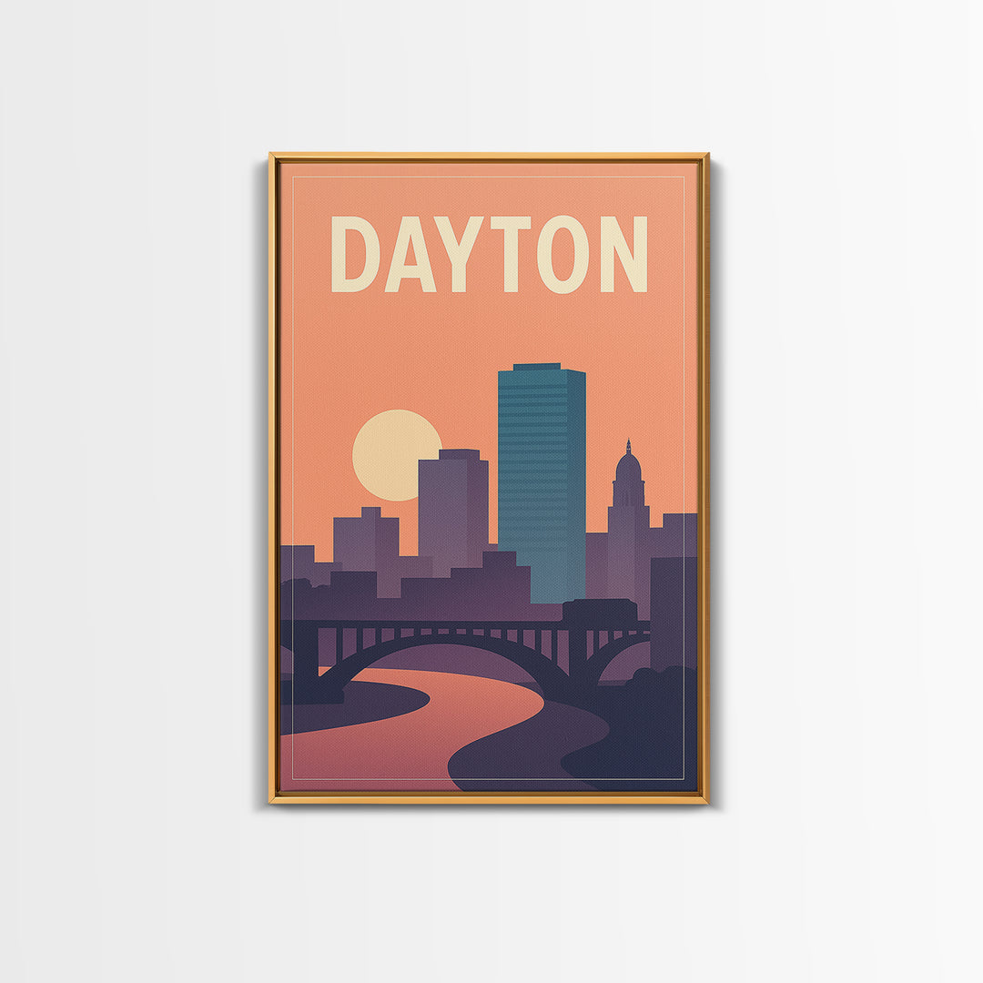 Dayton Travel Poster, Canvas Print, Classic Travel Poster Art, Dayton Wall Art, City Travel Prints, Travel Art Print, Travel Wall Art