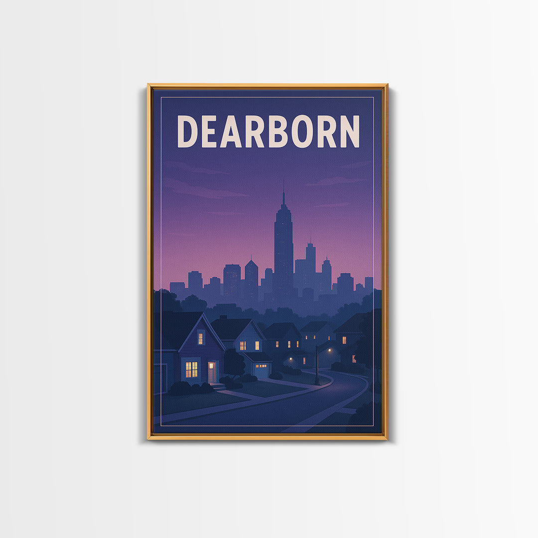 Dearborn Michigan Travel Poster, Framed Canvas Print, Vintage Travel Poster Art, Dearborn Wall Art, Fine Art Print, Vintage Travel Print