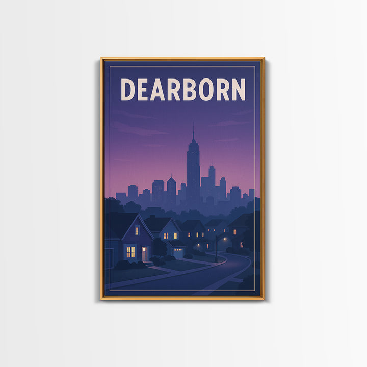 Dearborn Michigan Travel Poster, Framed Canvas Print, Vintage Travel Poster Art, Dearborn Wall Art, Fine Art Print, Vintage Travel Print