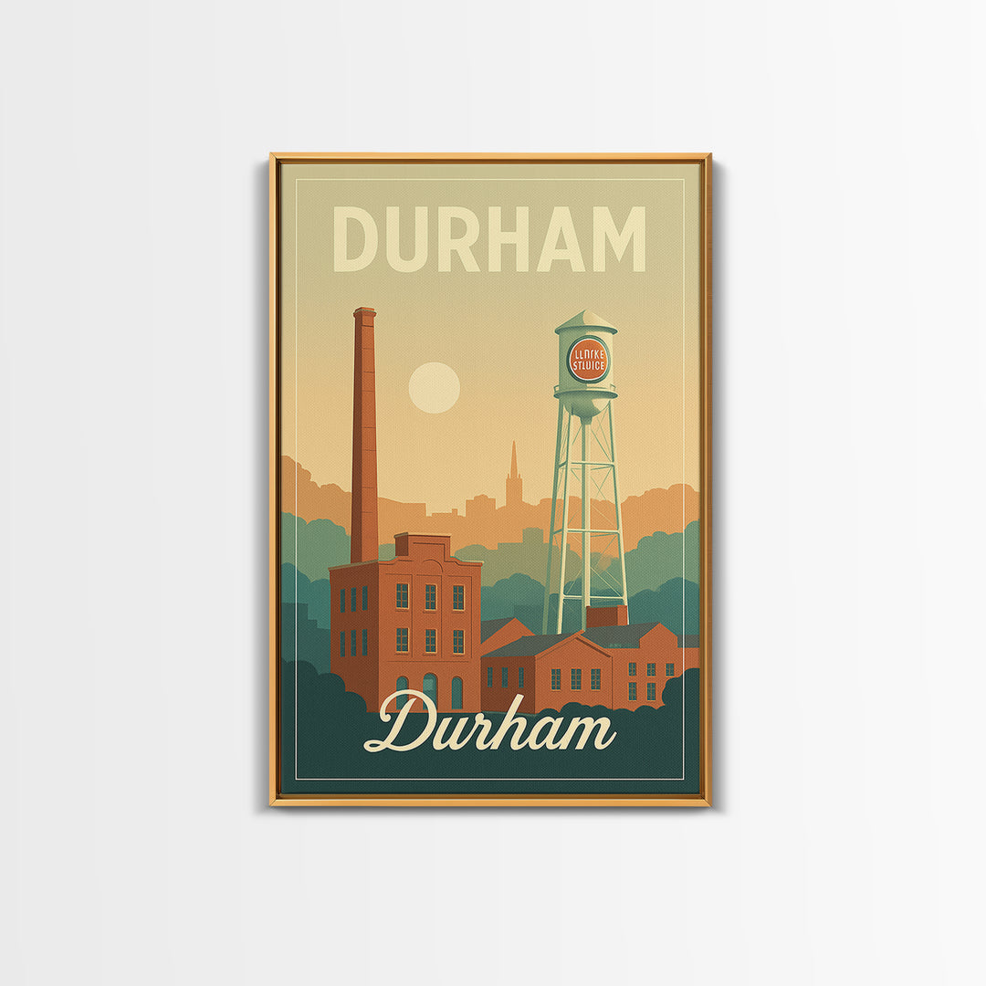 Durham North Carolina Travel Poster, Canvas Print, Mid Century City Wall Art, Durham Print, Travel Prints, Travel Poster Set