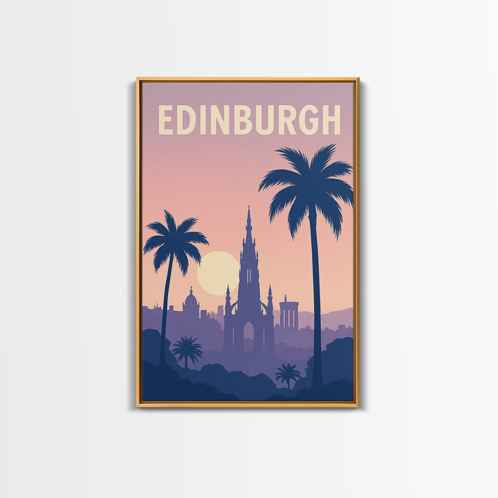 Edinburgh Texas Travel Poster, Framed Canvas Print, Mid Century City Wall Art, Edinburgh City Art, Vintage Travel Print, Gift For Travelers