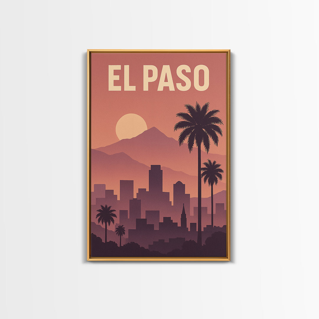 El Paso Texas Travel Poster, Canvas Print, Mid Century City Wall Art, El Paso City Art, Eclectic Wall Decor, City Illustration, Office Decor