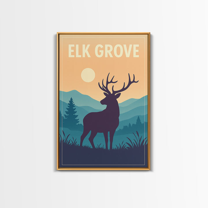 Elk Grove Travel Poster, Canvas Print, Mid Century City Wall Art, Elk Grove City Art, City Art Print, Mid Century Wall Art, Poster Print