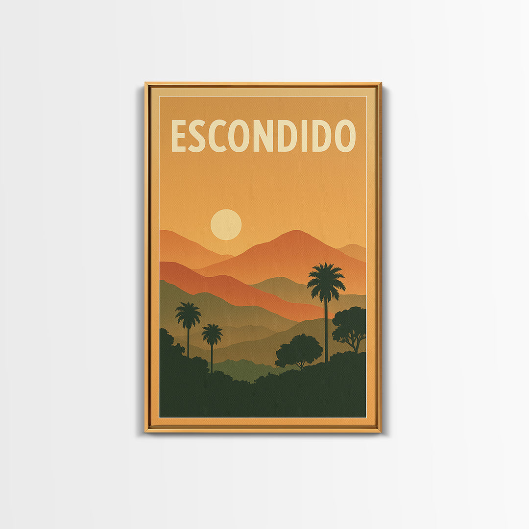 Escondido Travel Poster, Canvas Print, Classic Travel Poster Art, Escondido City Art, Vintage City Poster, Travel Wall Art, Travel Gift