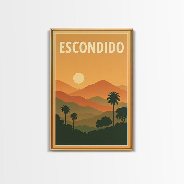 Escondido Travel Poster, Canvas Print, Classic Travel Poster Art, Escondido City Art, Vintage City Poster, Travel Wall Art, Travel Gift