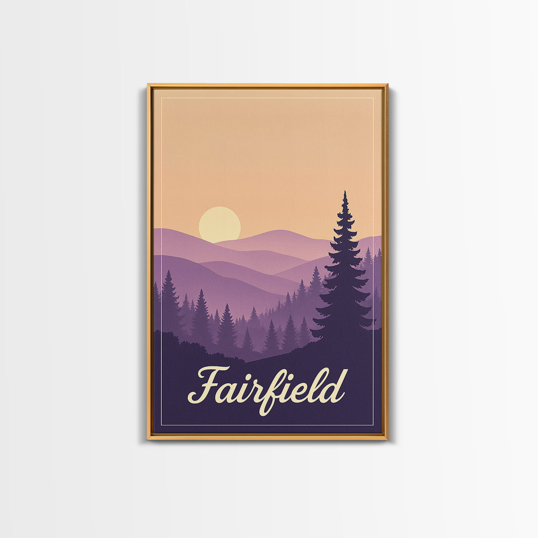 Fairfield California Travel Poster, Canvas Print, Mid Century City Wall Art, Fairfield Travel Art, Home Office Decor, Travel Wall Decor